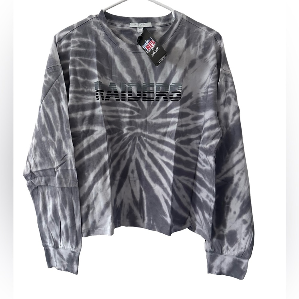 Las Vegas Raiders Gray Tie-Dye Cropped Long Sleeve NWT